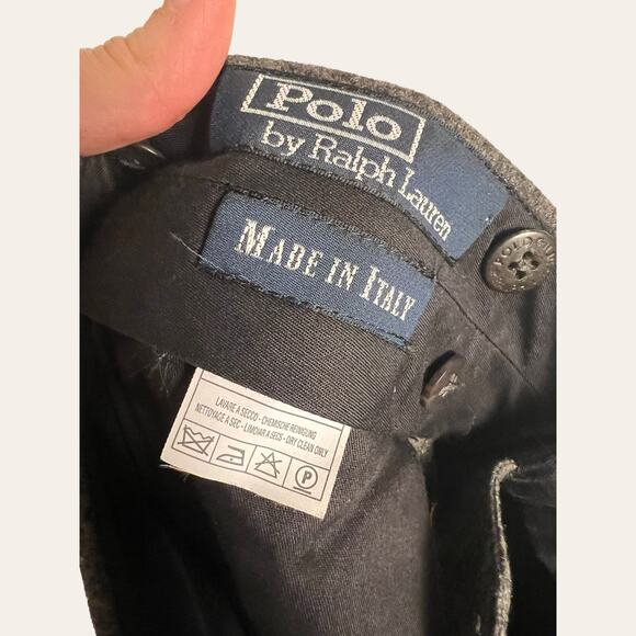 Polo Ralph Lauren Blue Label Wool Cashmere Gray Pleated Dress Pants Size 40 - Picture 2 of 7